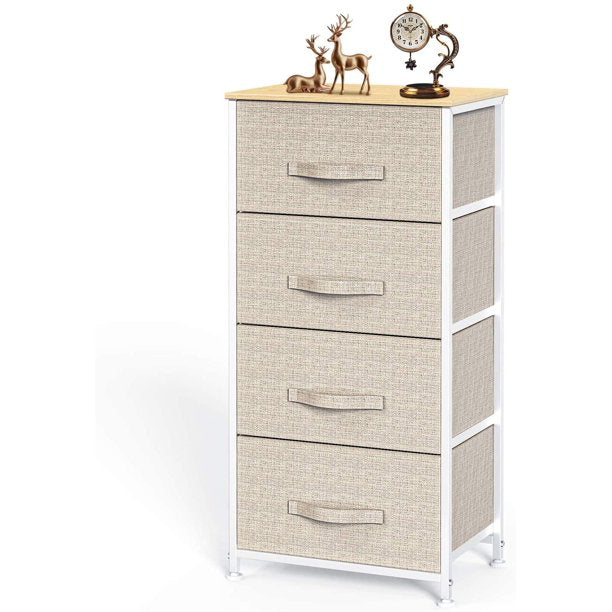 4 Drawer Dresser Fabric Storage Tower with Wood Top Organizer Unit for Closets Bedroom Nursery Room Hallway - Walmart.com