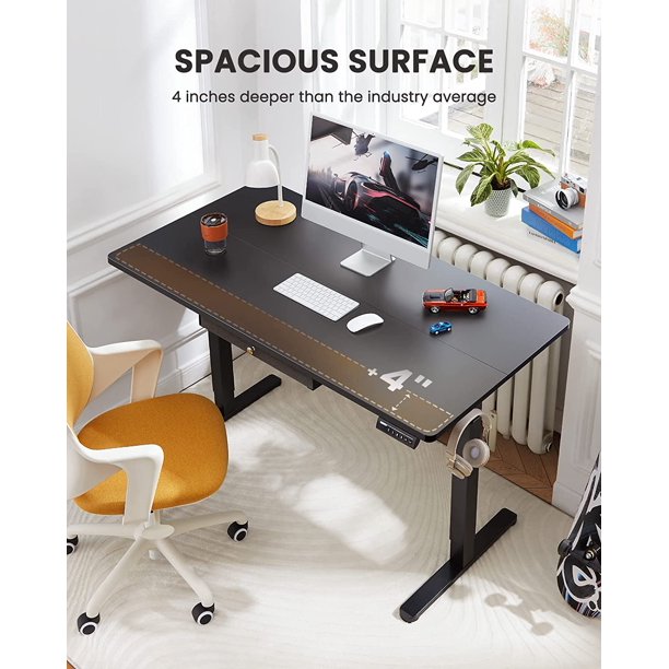 Electric Standing Desk with Drawer Height Adjustable Computer Stand Up Table for Home Office, 48x24 Inches, Black - Walmart.com