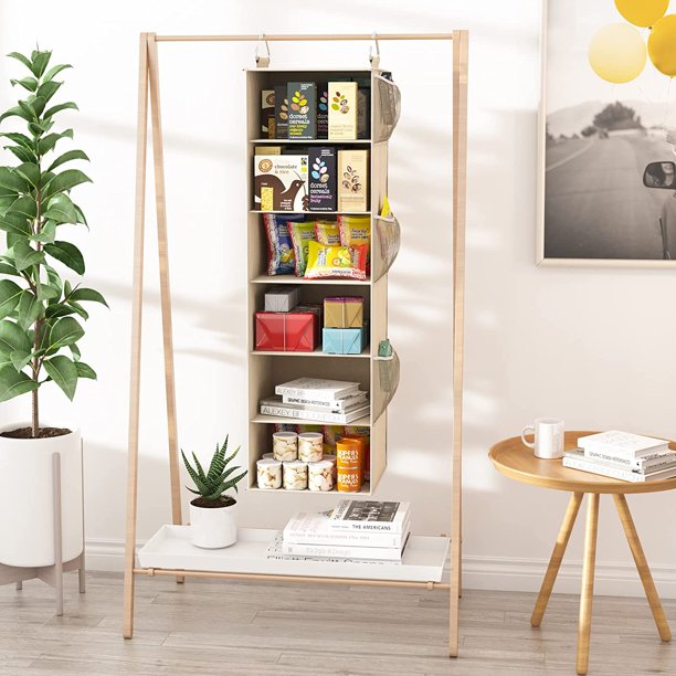 6-Shelf Hanging Closet Organizer with 3 Removable Drawers & Side Pockets Hanging Shelf Organizer for Closet, 11.4''W x 12''D x 43.3''H - Walmart.com