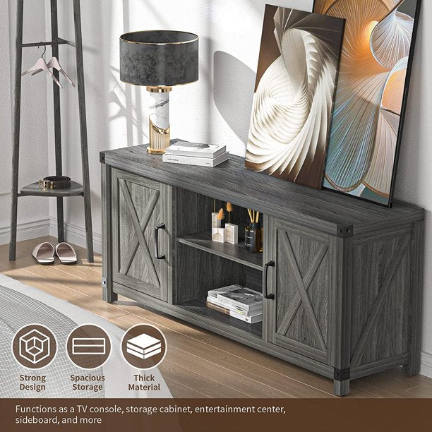 Console Cabinet for 65 Inch TVs with Media Shelves TV Stand Entertainment Center for Soundbar Barn Door TV Stand with Storage for Living Room - Walmart.com