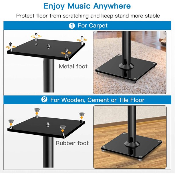 Myfurnideal 1 Pair Universal Speaker Stands Holds Bookshelf Speakers, Satellite up to 22lbs - Walmart.com