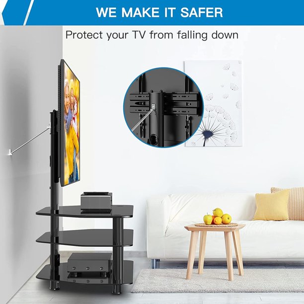 Swivel Floor TV Stand for 32-75 Inch TVs Height Adjustable Universal Corner TV Floor Stand with Storage and Cable Management, Max 600x400mm, Hold up to 110lbs - Walmart.com