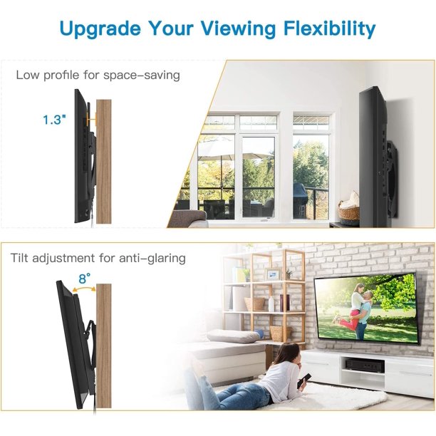 Tilt TV Wall Mount Bracket for Most 23-55 Inch Flat Curved TVs, Max 400x400mm, Holds up to 99lbs - Walmart.com