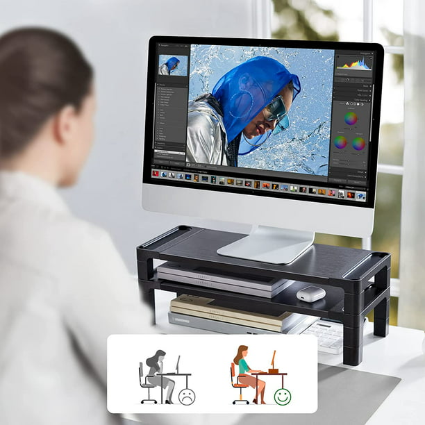 Monitor Stand Riser with Adjustable Height and 2 Platforms Ergonomic Computer Stand, Hold up to 44lbs - Walmart.com