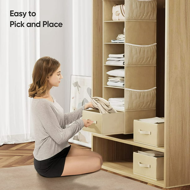 6-Shelf Hanging Closet Organizer Hanging Shelves for Closet with 3 Removable Drawers & Side Pockets, 12'' x 12'' x 43.3'' - Walmart.com
