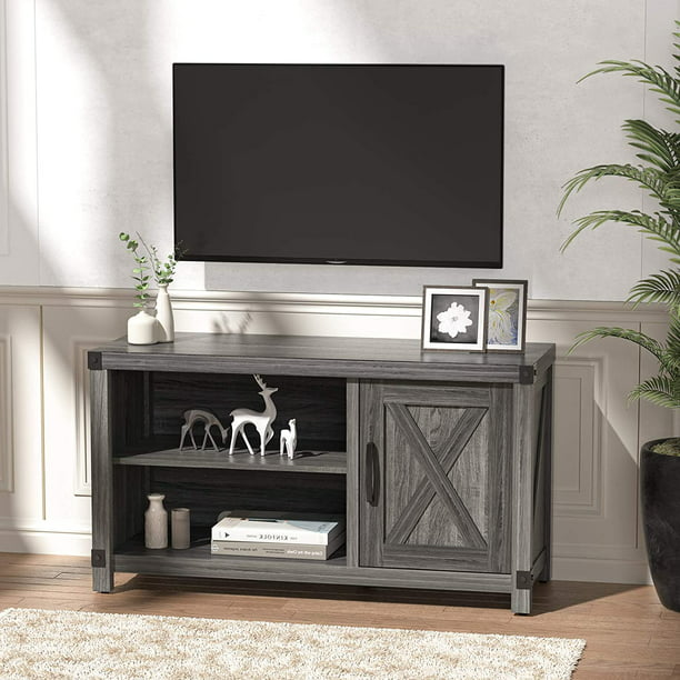 Farmhouse TV Stand for 50 Inch TVs Wood Media TV Console Cabinet with Storage, Grey - Walmart.com