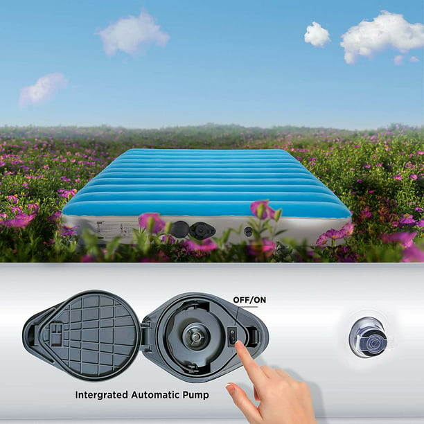 8" Queen Air Mattress with Built-in Pump and Carrying Bag, Blue - Walmart.com