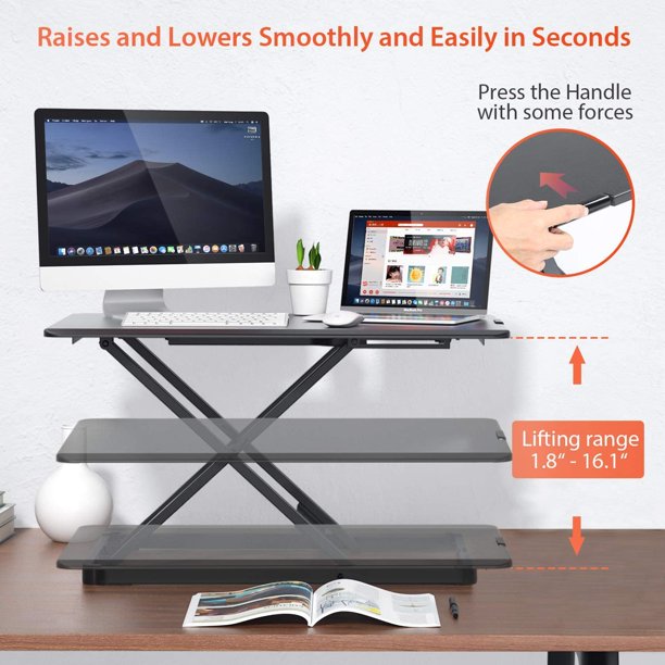 Adjustable Height Standing Desk Converter 28 Inch Wide Stand Up Desktop Riser for Home Office, Hold up to 22lbs - Walmart.com