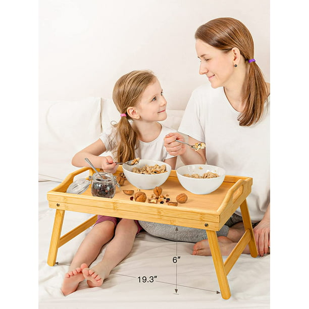 Myfurnideal Bamboo Bed Tray Table with Foldable Legs Laptop Desk Breakfast Tray for Sofa, Bed, Eating, Working - Walmart.com