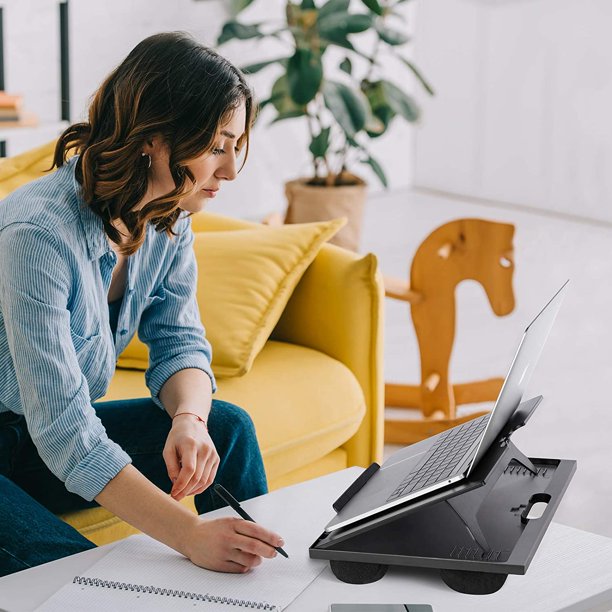 Adjustable Lap Desk with 8 Adjustable Angles and Dual Cushions Portable Laptop Stand for Home Office - Walmart.com
