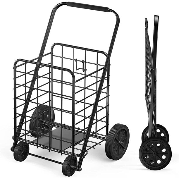 Myfurnideal Shopping Cart Folding Steel Rolling Laundry Basket with 176 lbs Large Capacity - Walmart.com