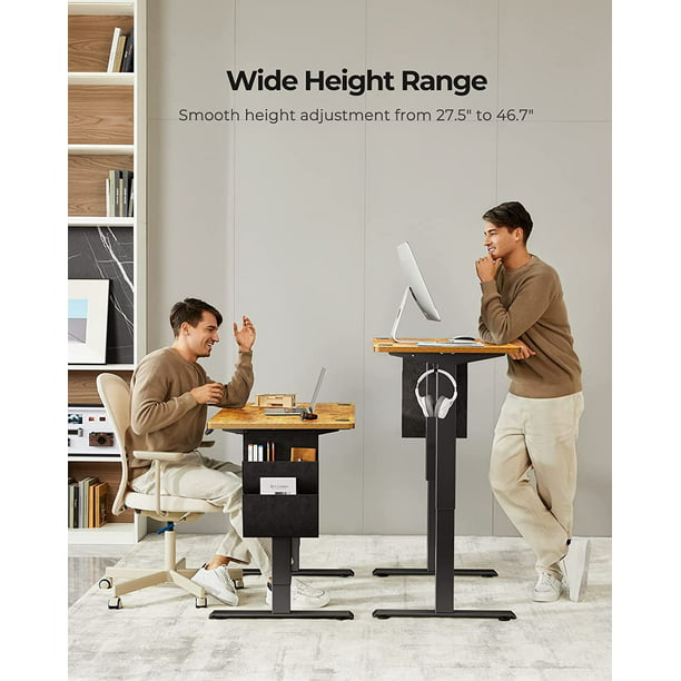 Electric Standing Desk with Storage Bag 40" x 24" Height Adjustable Computer Stand Up Table for Home Office, Rustic - Walmart.com