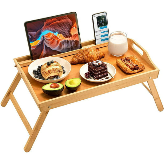 Bamboo Bed Tray Table with Foldable Legs 21.7 x 14 inches Large Portable Breakfast Tray for Sofa, Bed, Working, Eating, Reading - Walmart.com