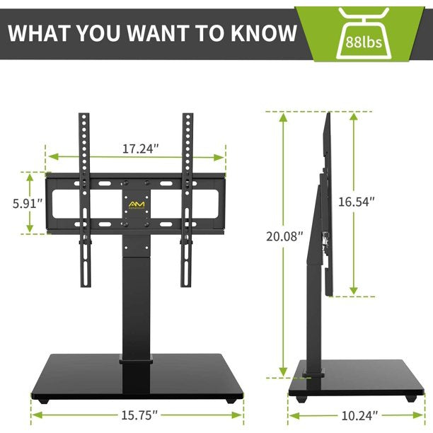 Universal TV Stand Fits 26-55 Inch TVs Monitor Height Adjustable Swivel Tabletop TV Base, Max 400x400mm, Hold up to 88lbs - Walmart.com