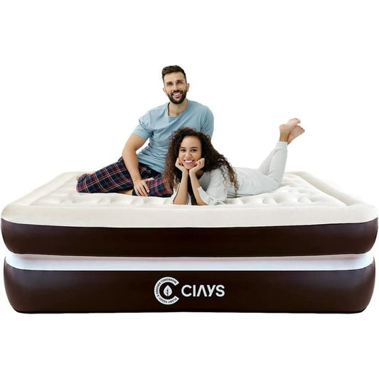16" King Air Mattress with Built-in Pump and Carrying Bag, Brown - Walmart.com