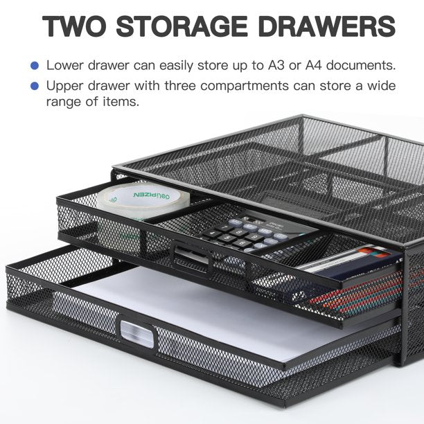 Myfurnideal Monitor Riser Stand with Drawer Mesh Metal Desk Organizer for PC, Laptop, Hold up to 33lbs - Walmart.com