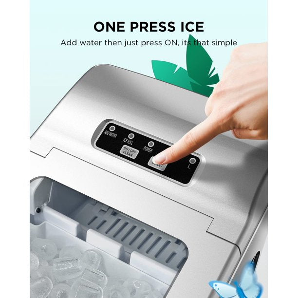 Ice Maker Machine for Countertop W/ 2 Sizes Bullet-Shaped Ice, 9pcs/6min, 26lbs/24h, Self-Cleaning, W/Scoop & Basket for Home, Kitchen, Office, Bar (Silver) - Walmart.com