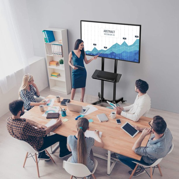 Myfurnideal Mobile TV Cart with Wheels Height Adjustable Rolling TV Stand for 23 to 60 inch Flat Panel TVs, Black - Walmart.com