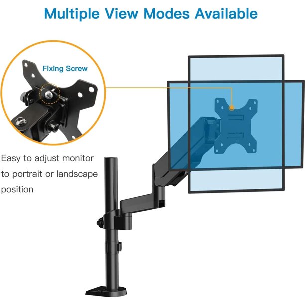 Myfurnideal Monitor Mount Stand for 32 Inch Screens Adjustable Single Arm Desk Mount with Clamp, Hold up to 17.6lbs - Walmart.com