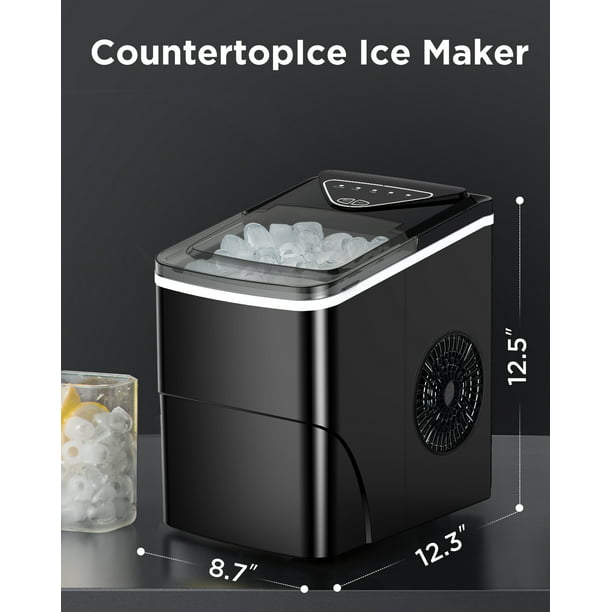 Ice Makers Portable Countertop, 26lbs/24h, 9pcs/6min, w/ 2 Sizes Bullet-Shaped Ice, Self-Cleaning, w/Scoop & Basket for Home, Kitchen, Office, Bar - Walmart.com