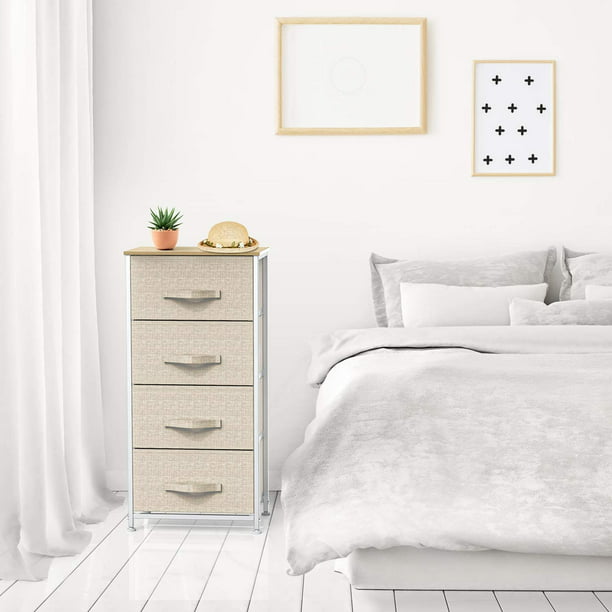 4 Drawer Dresser Fabric Storage Tower with Wood Top Organizer Unit for Closets Bedroom Nursery Room Hallway - Walmart.com