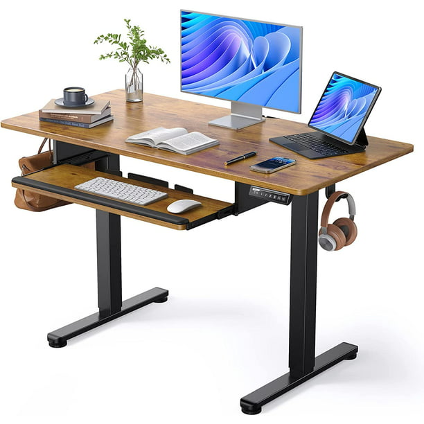 Electric Standing Desk with Keyboard Tray 48 x 24 Inches Height Adjustable Sit Stand up Desk Memory Computer Home Office Desk - Walmart.com