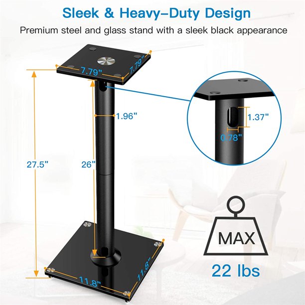 Myfurnideal 1 Pair Universal Speaker Stands Holds Bookshelf Speakers, Satellite up to 22lbs - Walmart.com