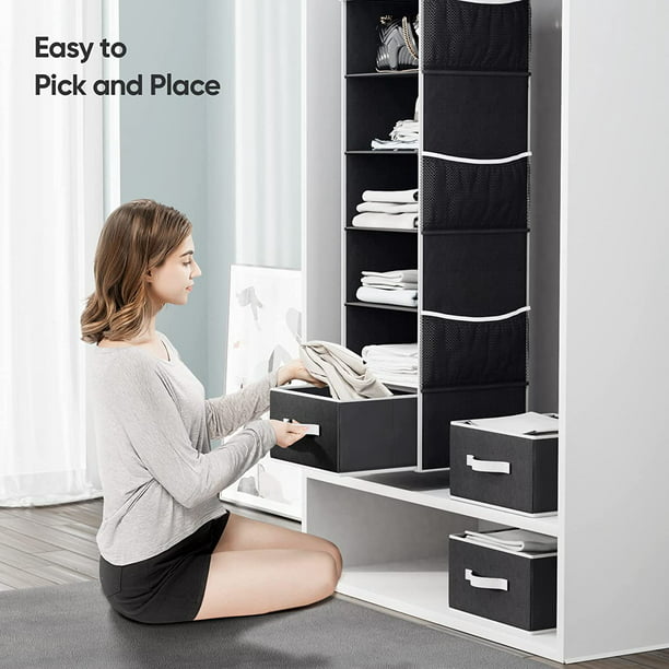6-Shelf Hanging Closet Organizer Hanging Shelves for Closet with 3 Removable Drawers & Side Pockets, 12'' x 12'' x 43.3'' - Walmart.com