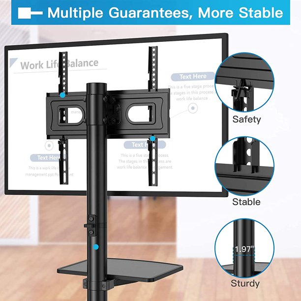 Mobile TV Stand for 23-60 Inch Screen TVs Tilt TV Cart with Shelf for Home Office, Holds up to 88Lbs, Max 400x400 mm - Walmart.com