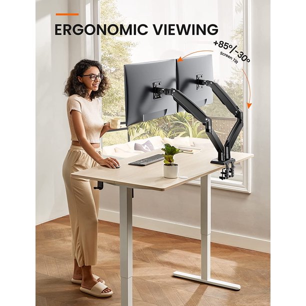 Myfurnideal Dual Monitor Stand Mount for 13-35 Inch Height Computer Screen Adjustable Gas Spring Monitor Arm Desk Stand - Walmart.com