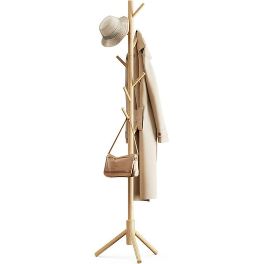 Coat Rack Stand with 3 Height Options and 8 Hooks Wooden Freestanding Coat Rack for Home, Office, Entryway, Hallway - Walmart.com