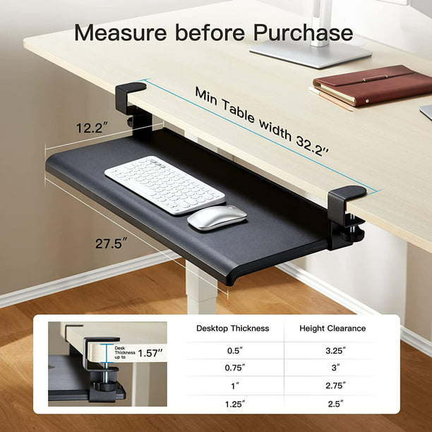 Keyboard Tray Under Desk with C Clamp 27 inch Keyboard Stand Slide Pull Out for Home or Office - Walmart.com