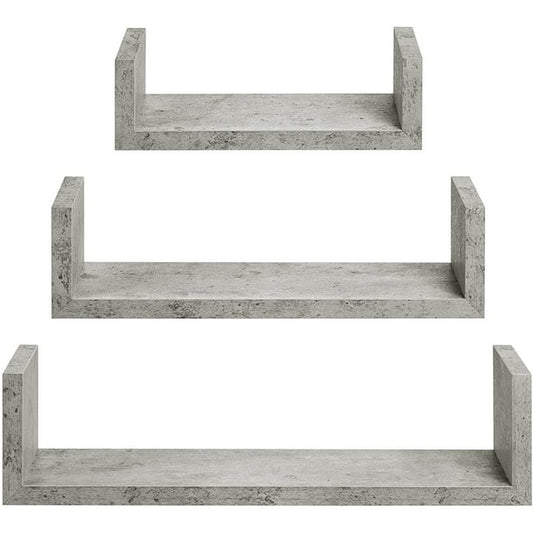 Myfurnideal 3 Sets Floating Shelves Wall Mounted U Shelf Grey Storage Shelves for Bathroom, Bedroom, Living Room, Kitchen - Walmart.com