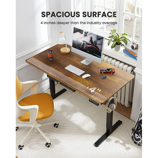 Electric Standing Desk with Drawer Height Adjustable Computer Stand Up Table for Home Office, 48x24 Inches, Vintage Brown - Walmart.com