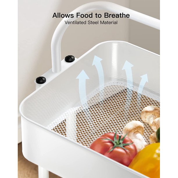 Myfurnideal 3 Tier Mesh Utility Cart Multifunctional Storage Shelves Rolling Metal Organization Cart with Handle and Lockable Wheels for Kitchen, Living Room, Office - Walmart.com