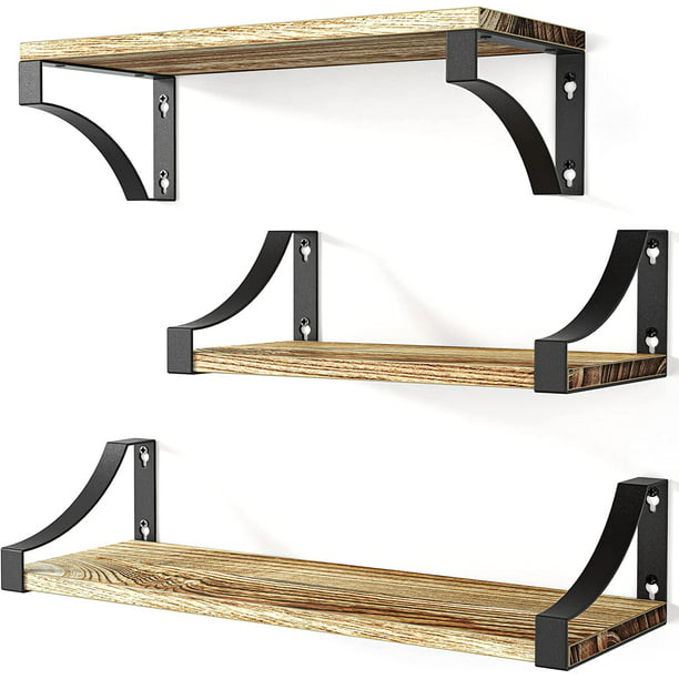 Myfurnideal 3 Sets Floating Shelves Wall Mounted Shelves for Bedroom, Bathroom, Living Room, Kitchen, Laundry Room Storage & Decoration - Walmart.com