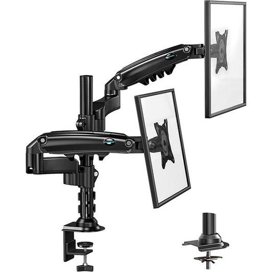 Myfurnideal Dual Monitor Stand Mount for 17-32 Inch Height Computer Screen Adjustable Gas Spring Double Arm Monitor Mount Desk Stand with Clamp - Walmart.com