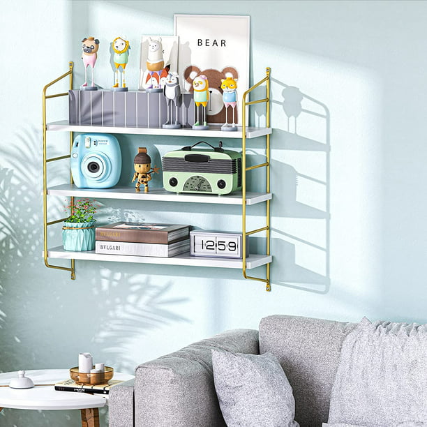 Myfurnideal Floating Shelf Adjustable Wall Mounted Shelves with 3 Panels for Living Room, Bedroom, Bathroom, Kitchen - Walmart.com
