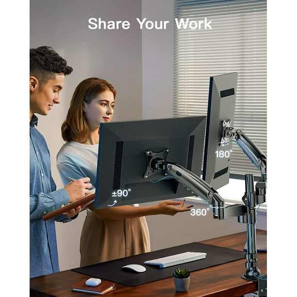 Myfurnideal Dual Monitor Stand Mount for 17-32 Inch Height Computer Screen Adjustable Gas Spring Double Arm Monitor Mount Desk Stand with Clamp - Walmart.com