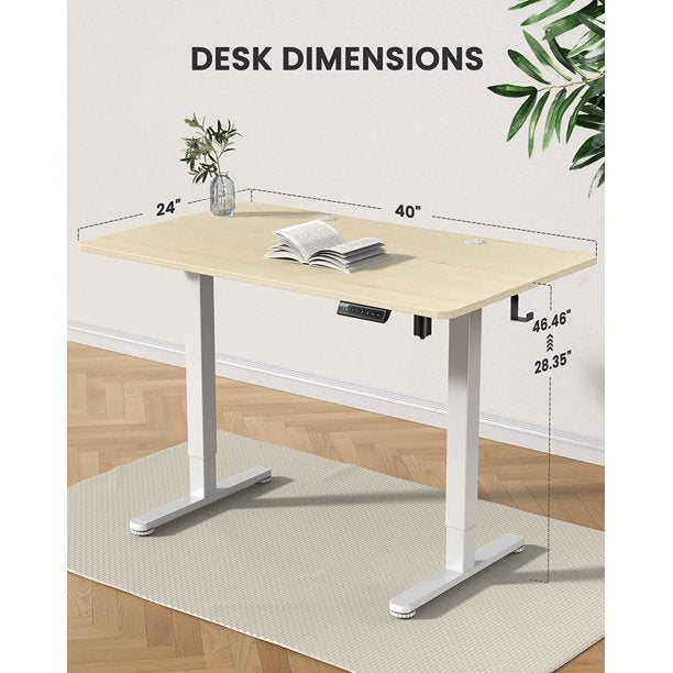 Electric Standing Desk 40" x 24" Height Adjustable Sit Stand up Desk for Home Office, Natural - Walmart.com