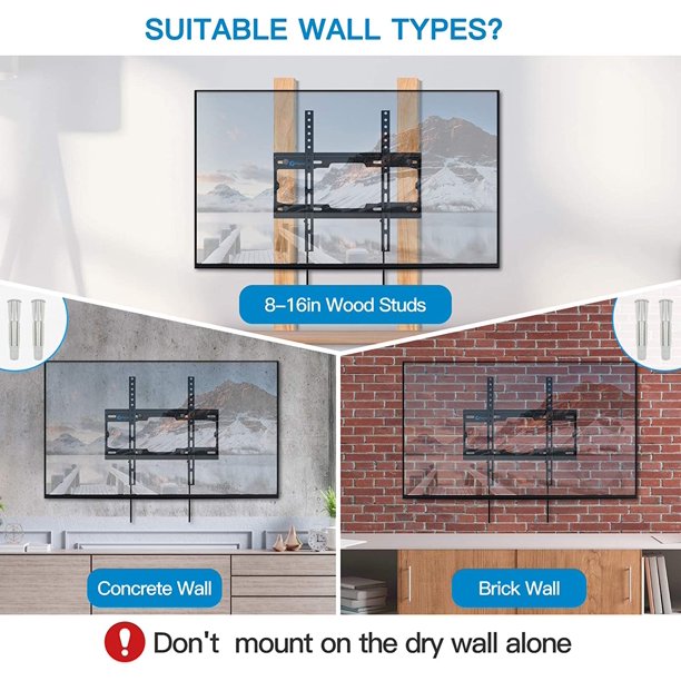 Fixed TV Wall Mount Bracket for 23-55 Inch LED, LCD, OLED, 4K Flat Curved Screen TVs Hold up to 99lbs, Max 400x400mm - Walmart.com