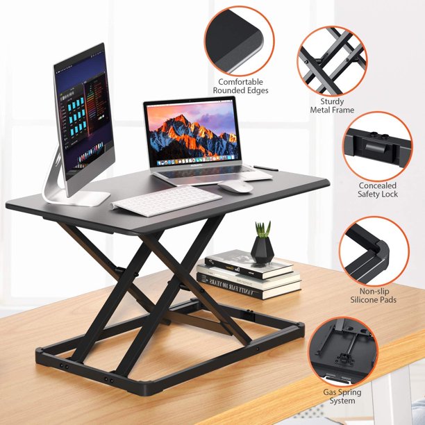 Adjustable Height Standing Desk Converter 28 Inch Wide Stand Up Desktop Riser for Home Office, Hold up to 22lbs - Walmart.com