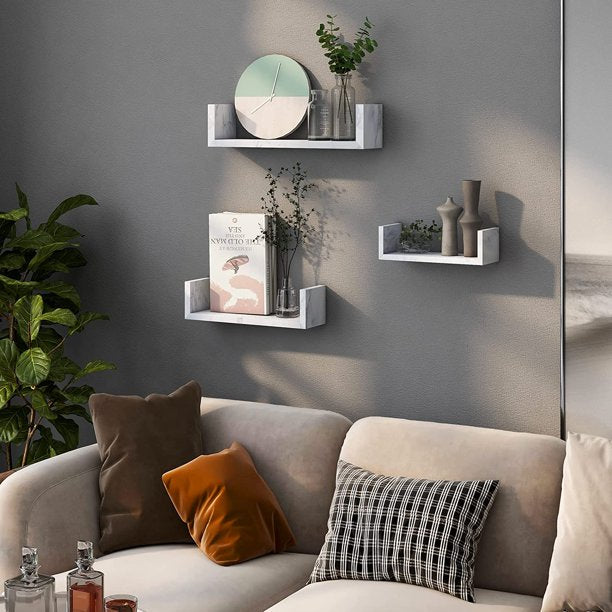 Myfurnideal 3 Sets Floating Shelves Wall Mounted U Shelf Storage Shelves for Bathroom, Bedroom, Living Room, Kitchen - Walmart.com