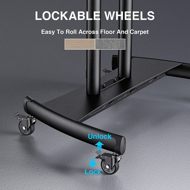 Mobile TV Cart with Height Adjustable AV Shelf Rolling Floor TV Stand for 55-90 Inch Flat TV, Holds up to 200Lbs, Max 800x500mm - Walmart.com