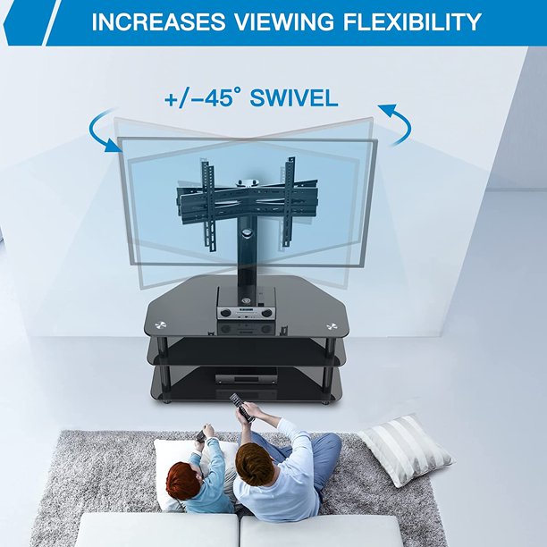Swivel Floor TV Stand for 32-75 Inch TVs Height Adjustable Universal Corner TV Floor Stand with Storage and Cable Management, Max 600x400mm, Hold up to 110lbs - Walmart.com
