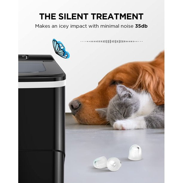Ice Maker Machine for Countertop W/ 2 Sizes Bullet-Shaped Ice, 9pcs/6min, 26lbs/24h, Self-Cleaning, W/Scoop & Basket for Home, Kitchen, Office, Bar (Black) - Walmart.com