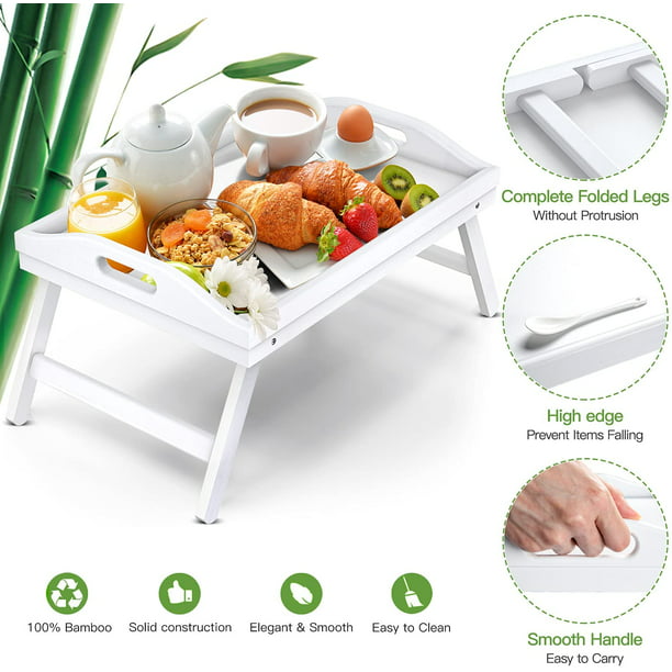 Myfurnideal Bamboo Bed Tray Table with Foldable Legs Laptop Desk Breakfast Tray for Sofa, Bed, Eating, Working - Walmart.com