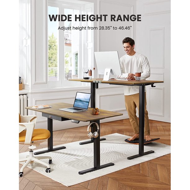 Electric Standing Desk with Drawer Height Adjustable Computer Stand Up Table for Home Office, 48x24 Inches, Vintage Brown - Walmart.com
