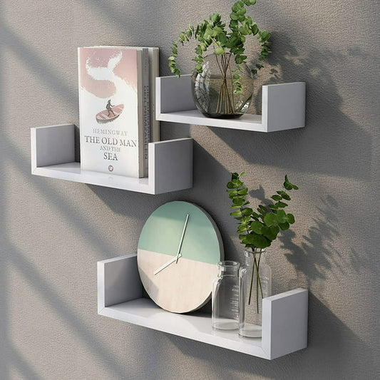 Myfurnideal 3 Sets Floating Shelves Wall Mounted U Shelf White Storage Shelves for Bathroom, Bedroom, Living Room, Kitchen - Walmart.com