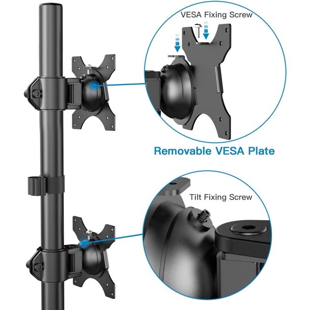Myfurnideal Vertical Dual Monitor Stand for 13-27'' Monitors with C Clamp Grommet Base, Holds ups to 22lbs - Walmart.com